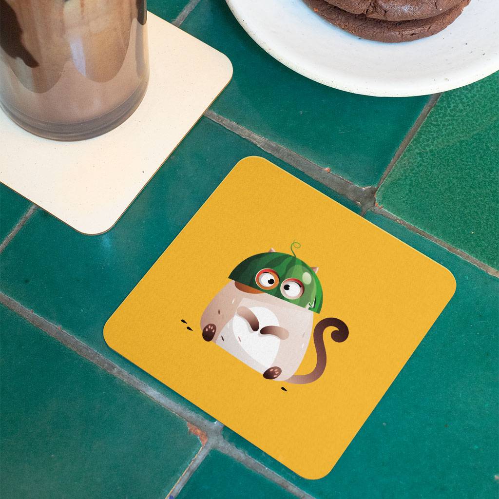 Funny Cat Square Coasters - Watermelon Coaster - Colorful Coasters for Drinks Drinkware Kitchen  