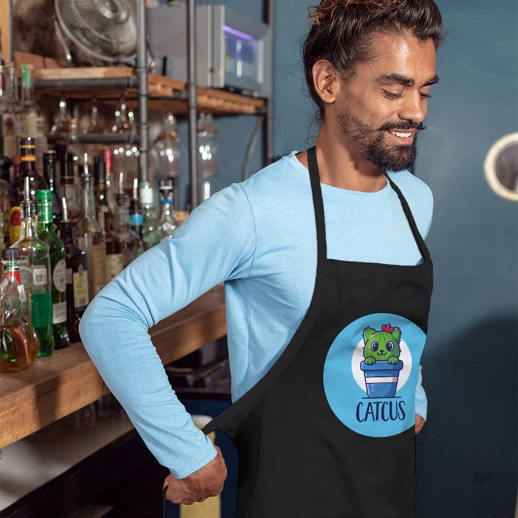 Cat Cactus Apron - Cartoon Cooking Apron - Cactus Apron for Men for Women Kitchen Kitchen & Table Linens Color : Black|White 