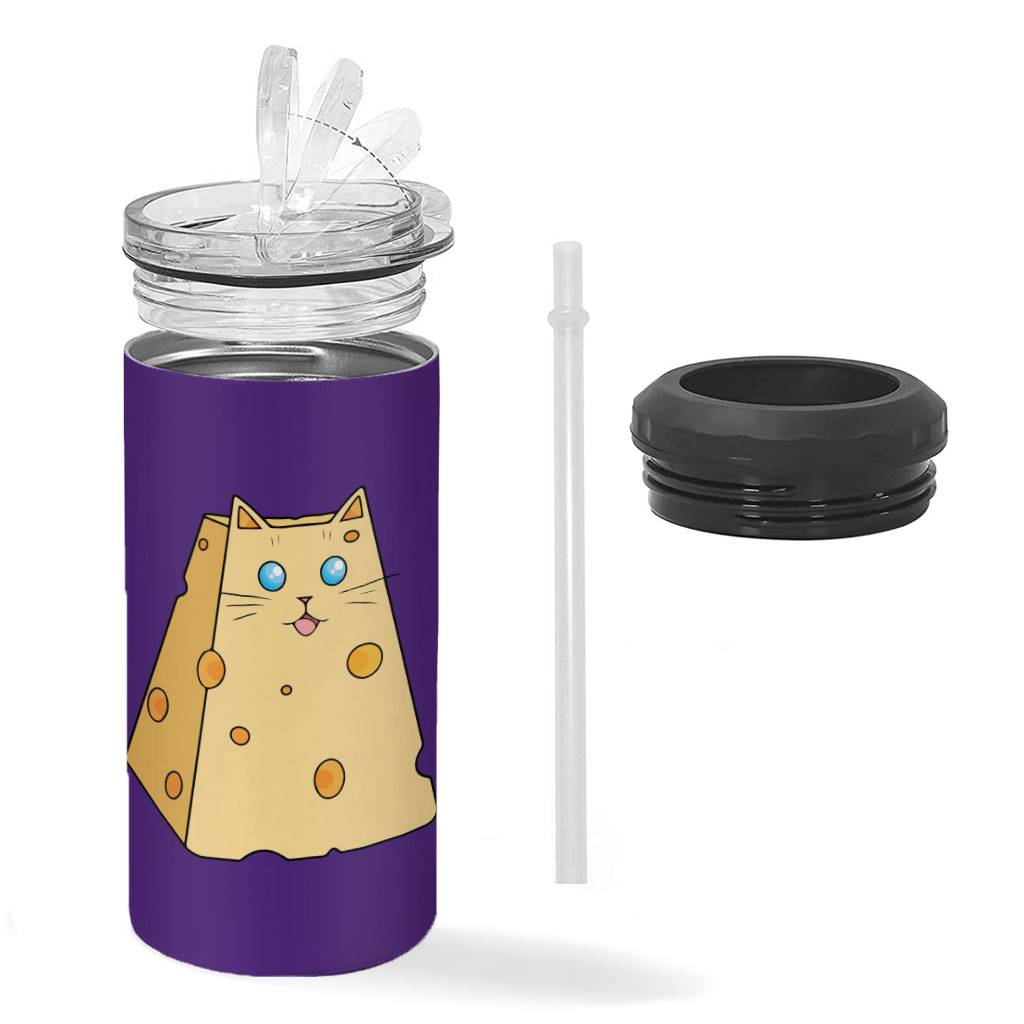 Cat Cheese Insulated Slim Can Cooler - Cheese Can Cooler - Food Insulated Slim Can Cooler Drinkware Kitchen  