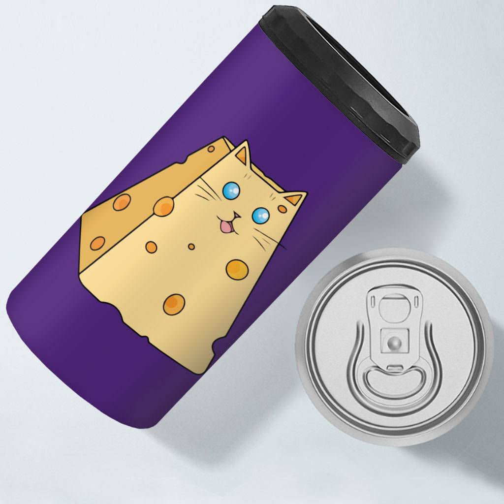 Cat Cheese Insulated Slim Can Cooler - Cheese Can Cooler - Food Insulated Slim Can Cooler Drinkware Kitchen  