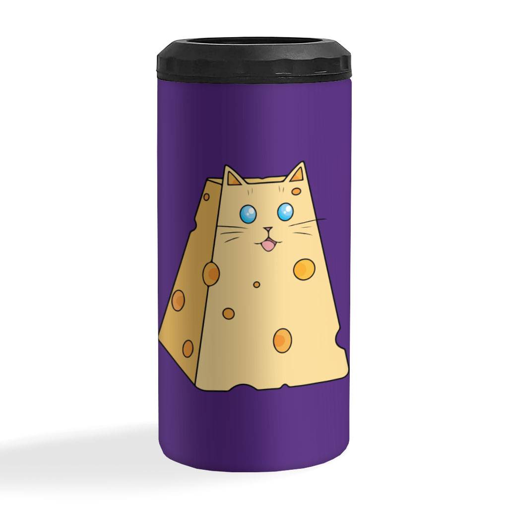 Cat Cheese Insulated Slim Can Cooler - Cheese Can Cooler - Food Insulated Slim Can Cooler Drinkware Kitchen  