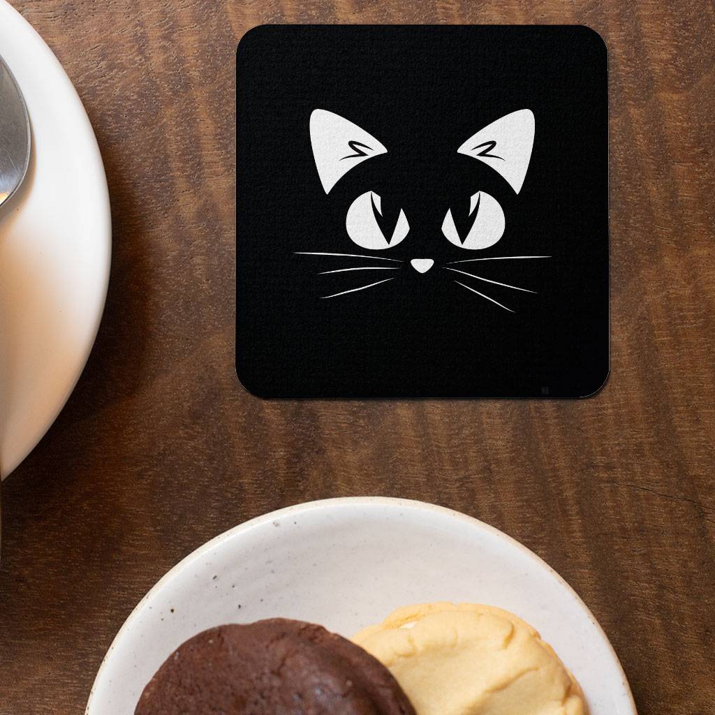 Cat Face Square Coasters - Cat Coaster - Cute Coasters for Drinks Drinkware Kitchen  