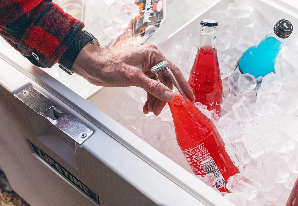 outdoor beverage bar with cooler and mini fridge