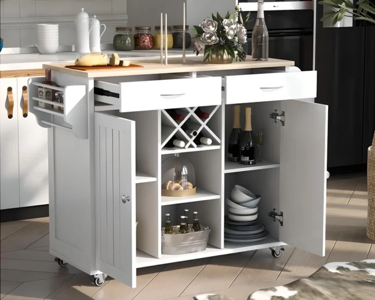 multi purpose kitchen island cart with storage and wine rack 10