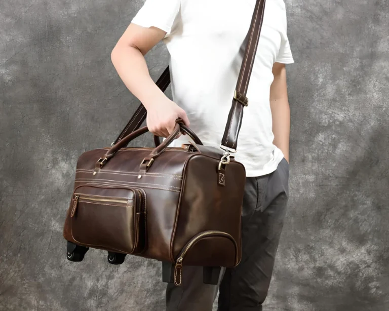 vintage cowhide leather trolley luggage 18