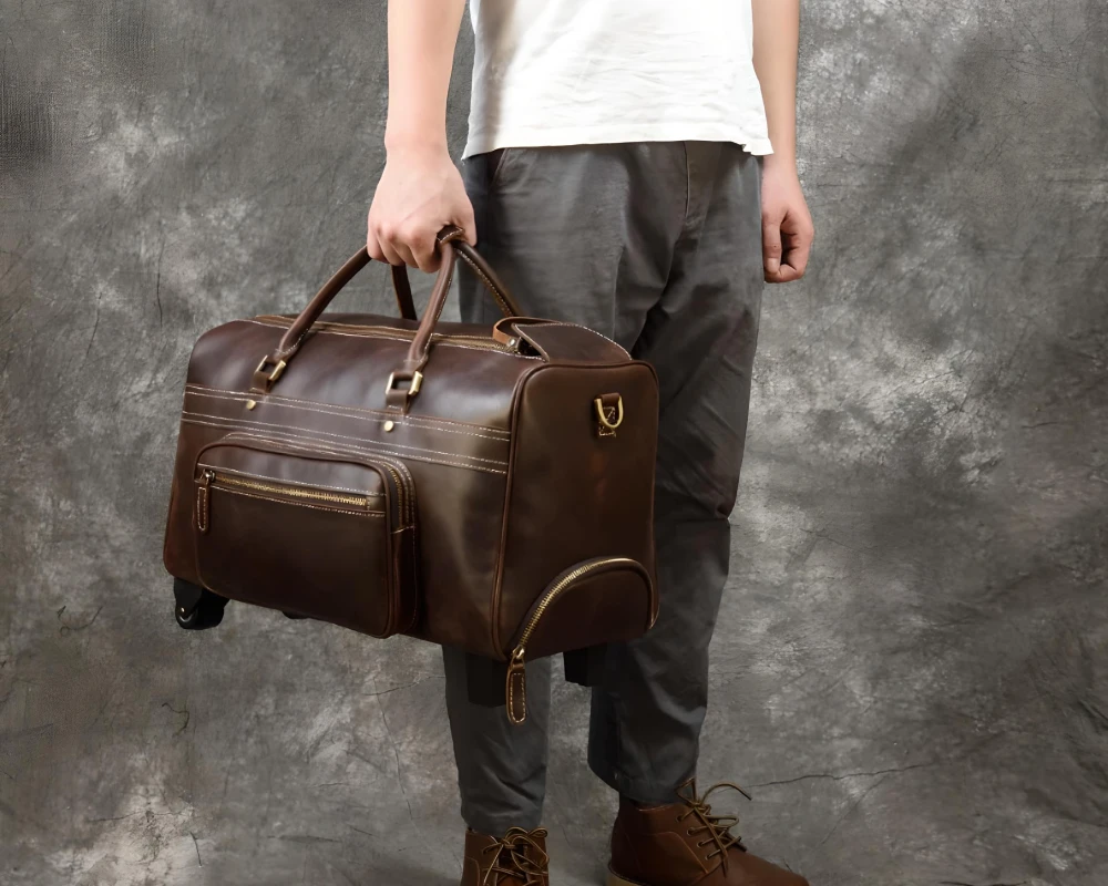 faux leather carry on bag