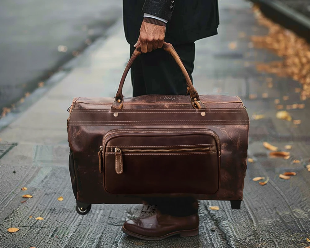 leather luggage carry on